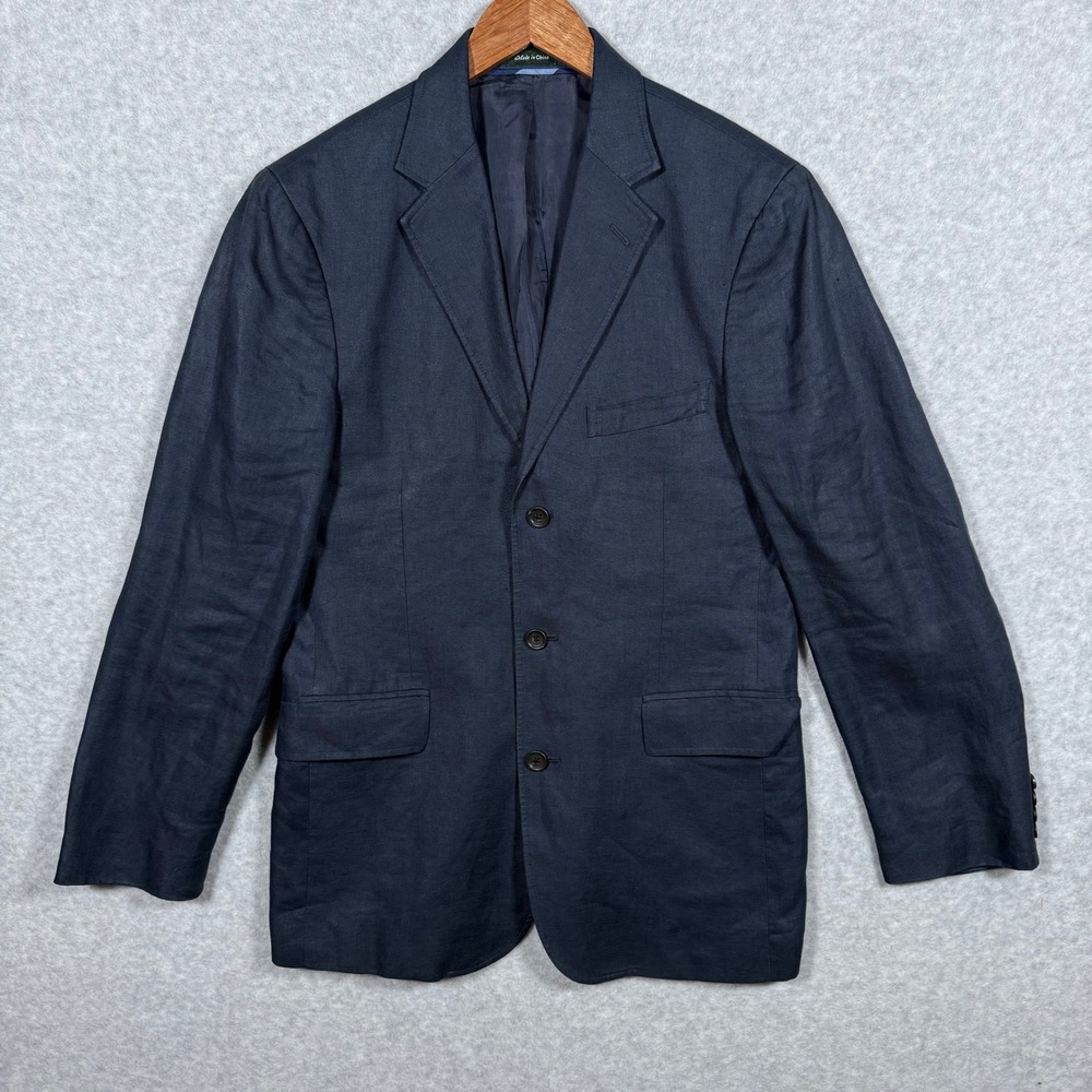 J.Crew Mens 38R (Fits 36) Navy Blue 100% Irish Linen Unstructured Blazer Jacket